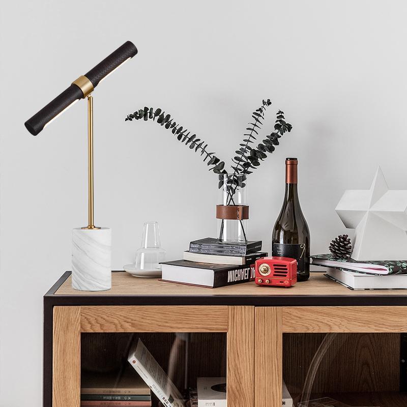 Room Decor Lighting Lamp - Decoratieve tafellamp, designlamp, luxe lederen marmeren