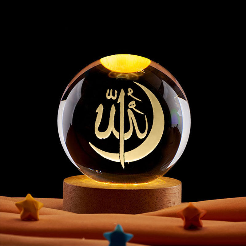 Led Moon Lamp - Ramadan Decoratie 3D Kristallen Bal Nachtlampje