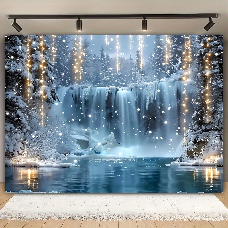 Elements Lighting Decor - Kerstfantasie achtergrondstof - Heldere watervallen en
