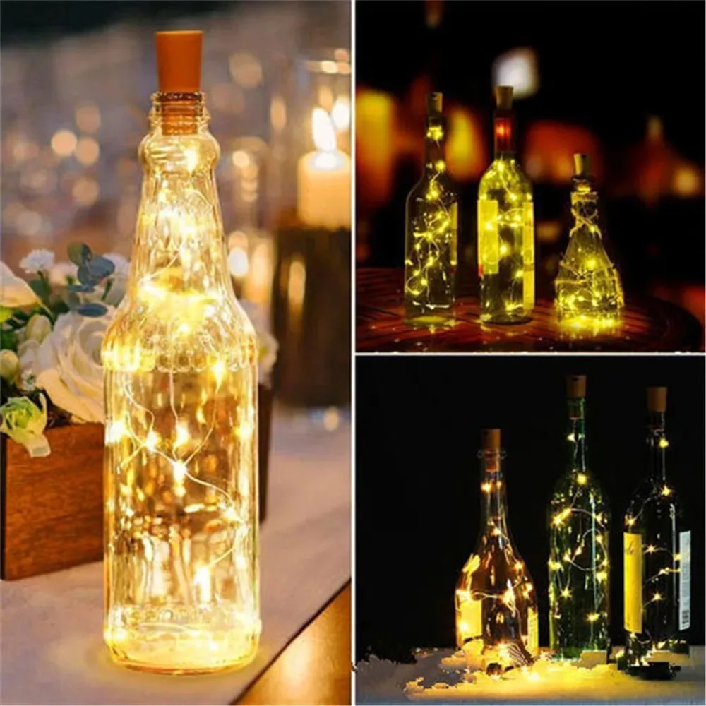 Decor Lighting Cork - 10 STKS Wijnfles LED-verlichting Kurklamp Koperdraad