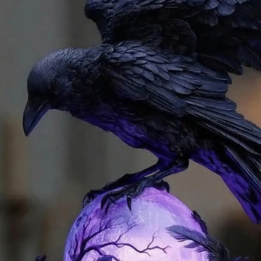 Unique Lighting Decor - Gotische Raven LED-lamp Handgemaakte sculptuur op