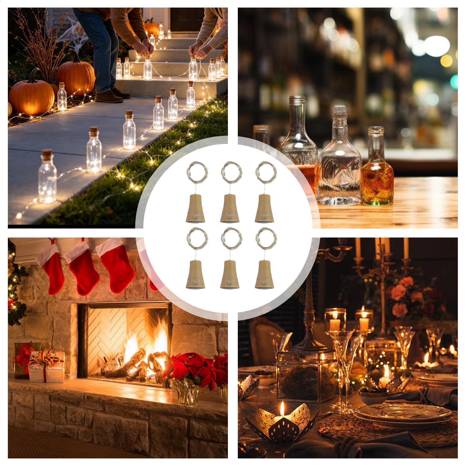 Decor Lighting Cork - Wijnfleslampjes met kurk 6 stuks LED