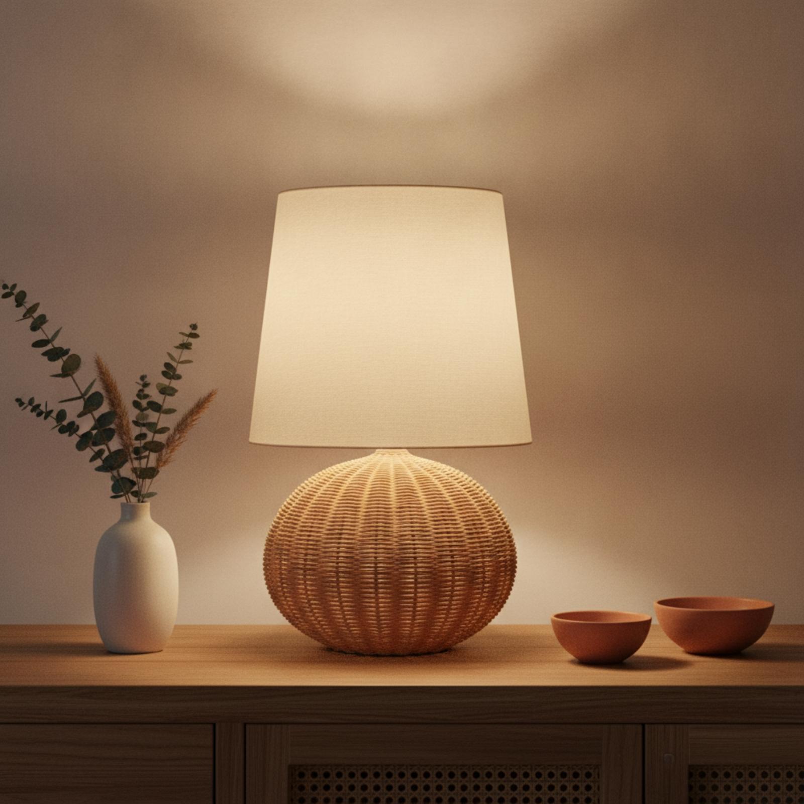 Bedlampje met rotan voet en st - Room Decor Lighting Lamp recensie en prijs