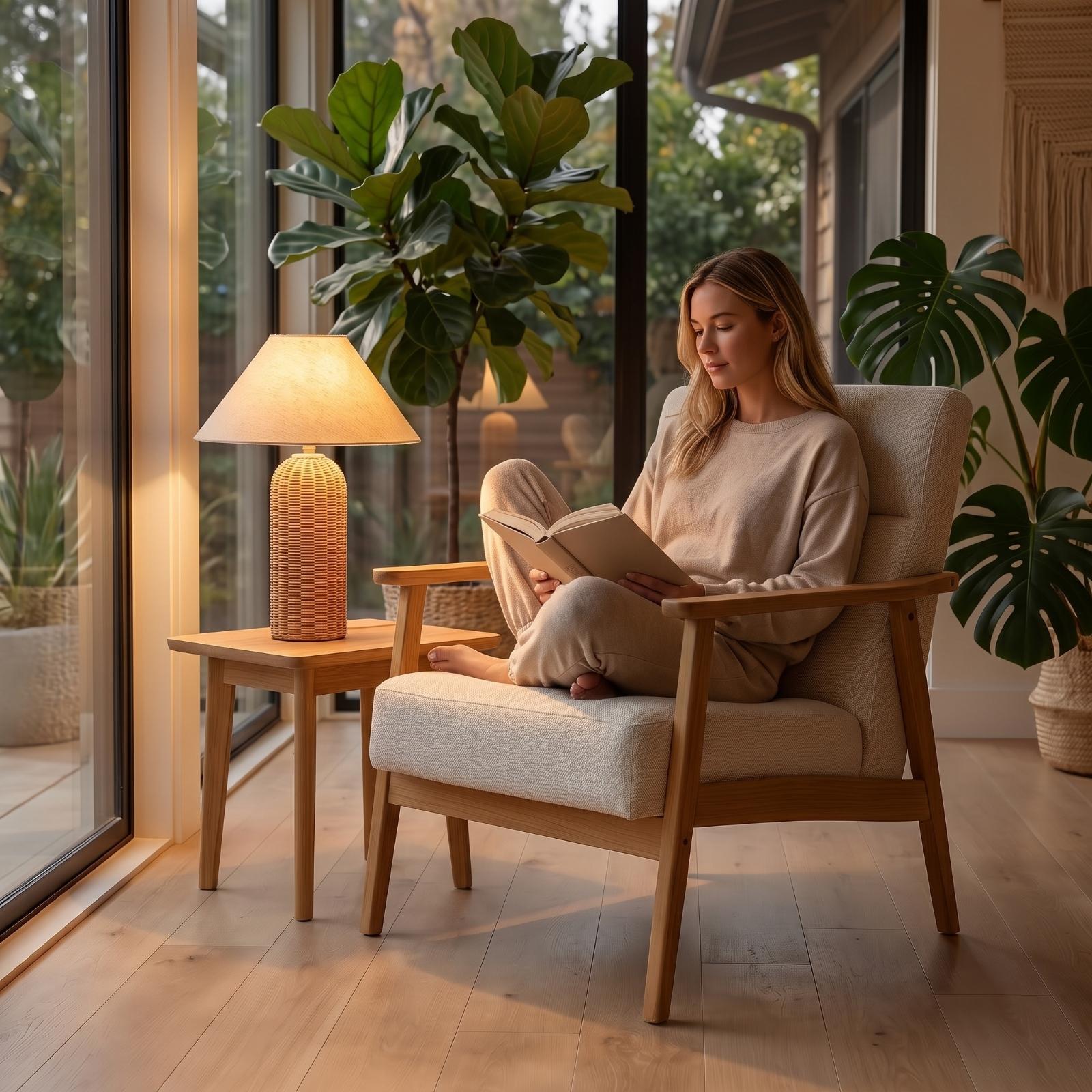 Bedlampje met rotan voet en st - Room Decor Lighting Lamp recensie en prijs