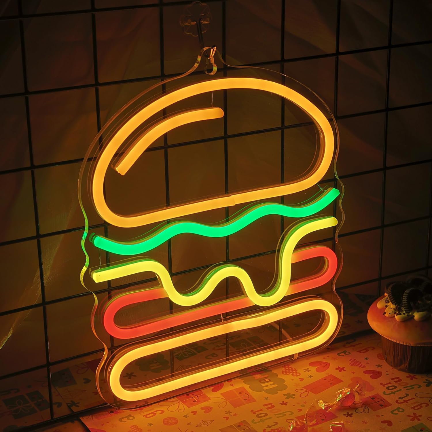 Burger Neon Sign met gelaagde  - Lighting Decoration Ideas For Home recensie en prijs