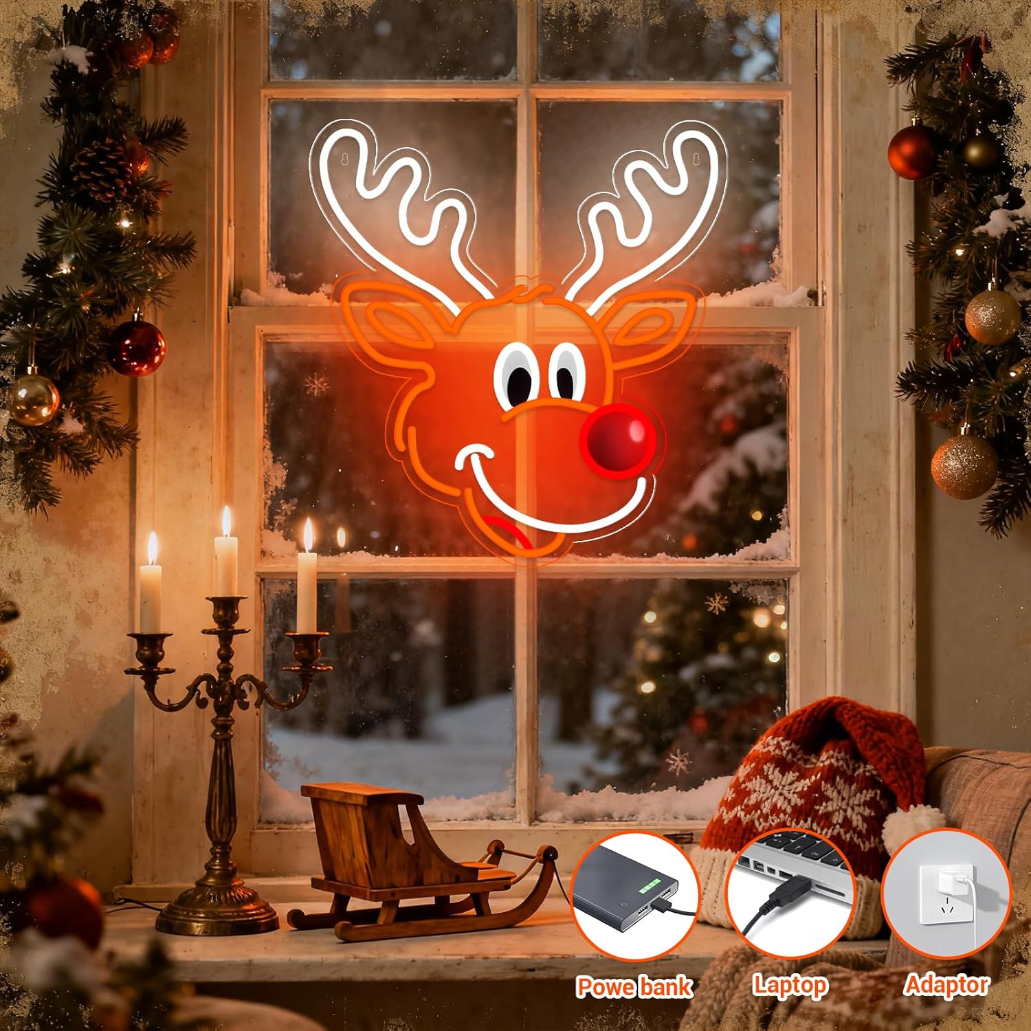 Schattig kerstrendier neonbord - Lighting Decoration Ideas For Home recensie en prijs