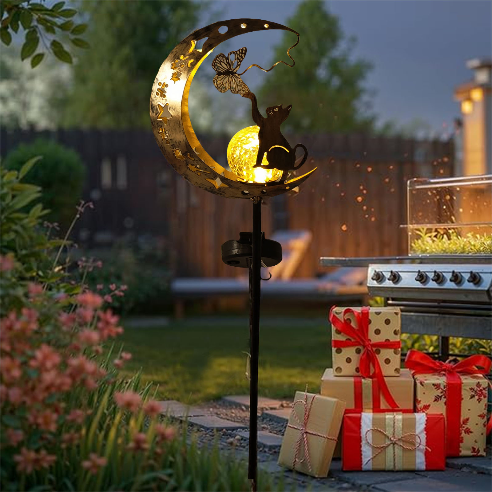 1PC Cat Moon Solar Light Iron  - Elements Lighting Decor recensie en prijs
