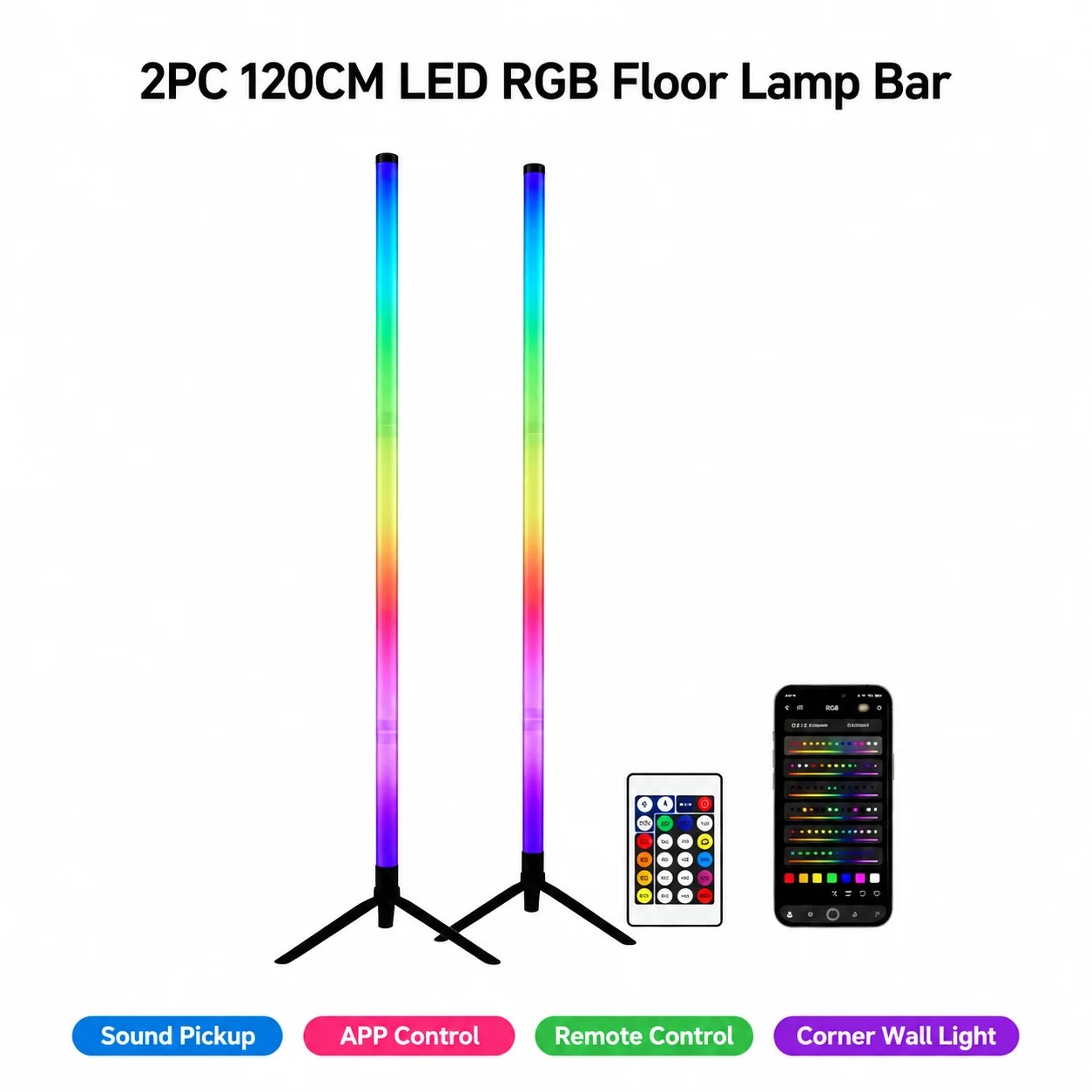 2 stuks 120CM RGB vloerlamp, g - Room Decor Lighting Lamp recensie en prijs