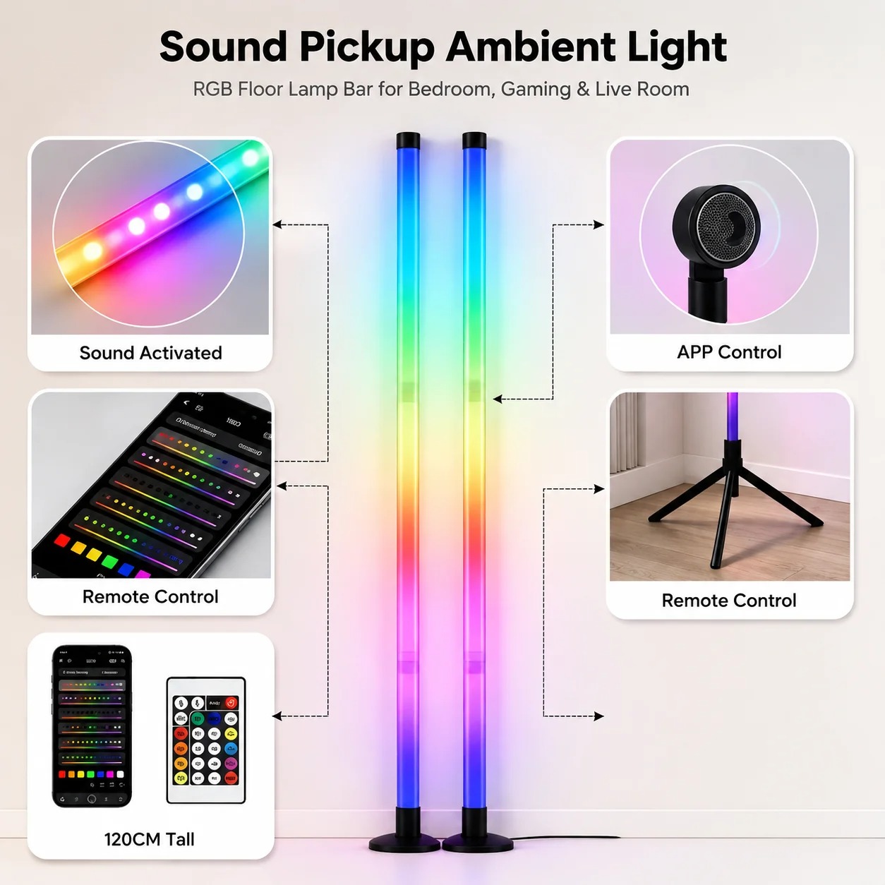 2 stuks 120CM RGB vloerlamp, g - Room Decor Lighting Lamp recensie en prijs