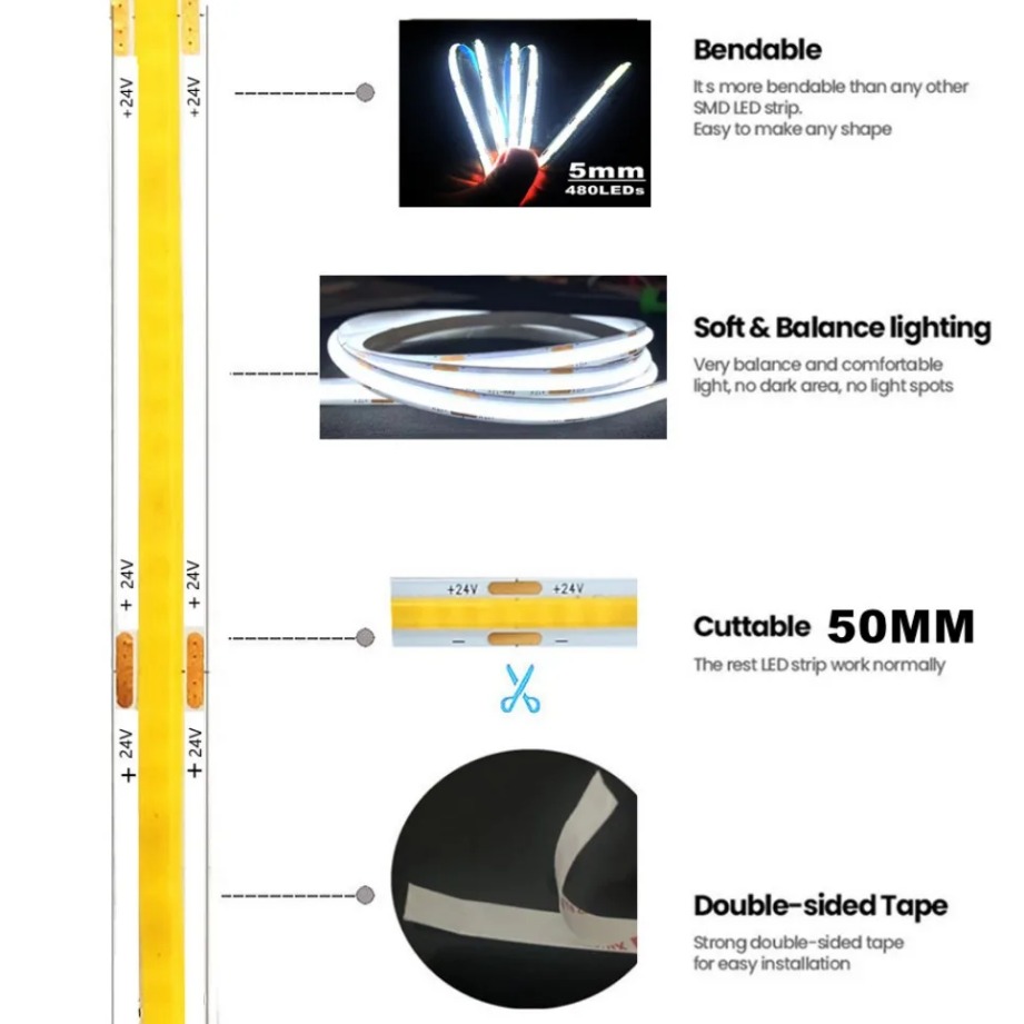 Super Dunne 5Mm Cob Led Strip  - Lighting Decor And More recensie en prijs